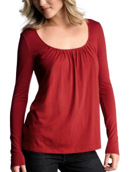 Women: Long sleeved scoopneck - cinnabar red